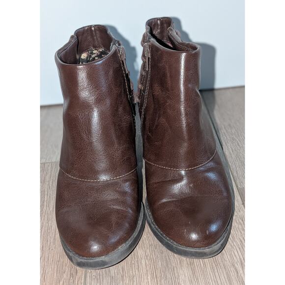 Womens Rampage Tailspin Lace-up Stacked 2.5 in Heel Booties Chestnut Brown 8.5 M - Picture 6 of 10